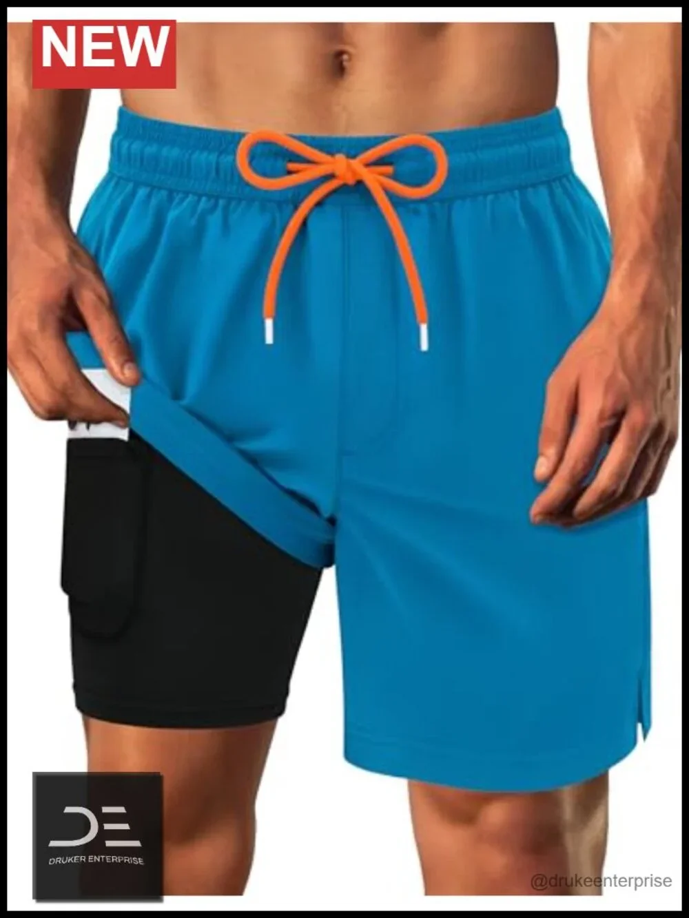 Quick-Dry Swim Trunks with Compression Liner, 7-Inch Inseam, Board Shorts